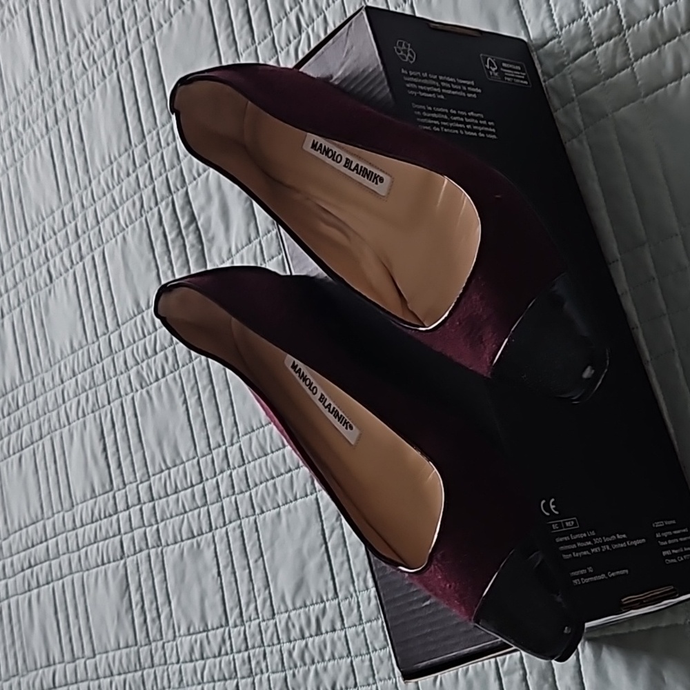 Manolo Blahnik burgundy flats